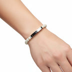 Hadi Craft USA Personalized natural stone bead bracelet –Stretch Healing Jewelry, engraved USA bar bracelet, natural stone beaded bracelet