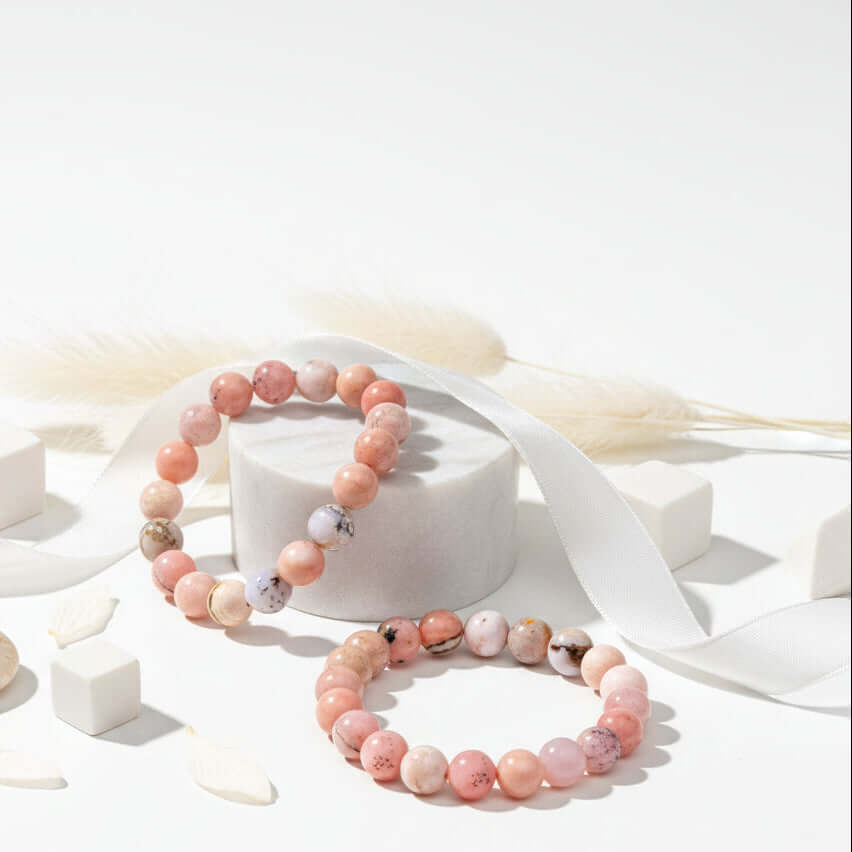 Repair My Heart - The Peruvian Pink Opal Bracelet by Hadi Craft USA, handmade pink opal beaded bracelet jewelry