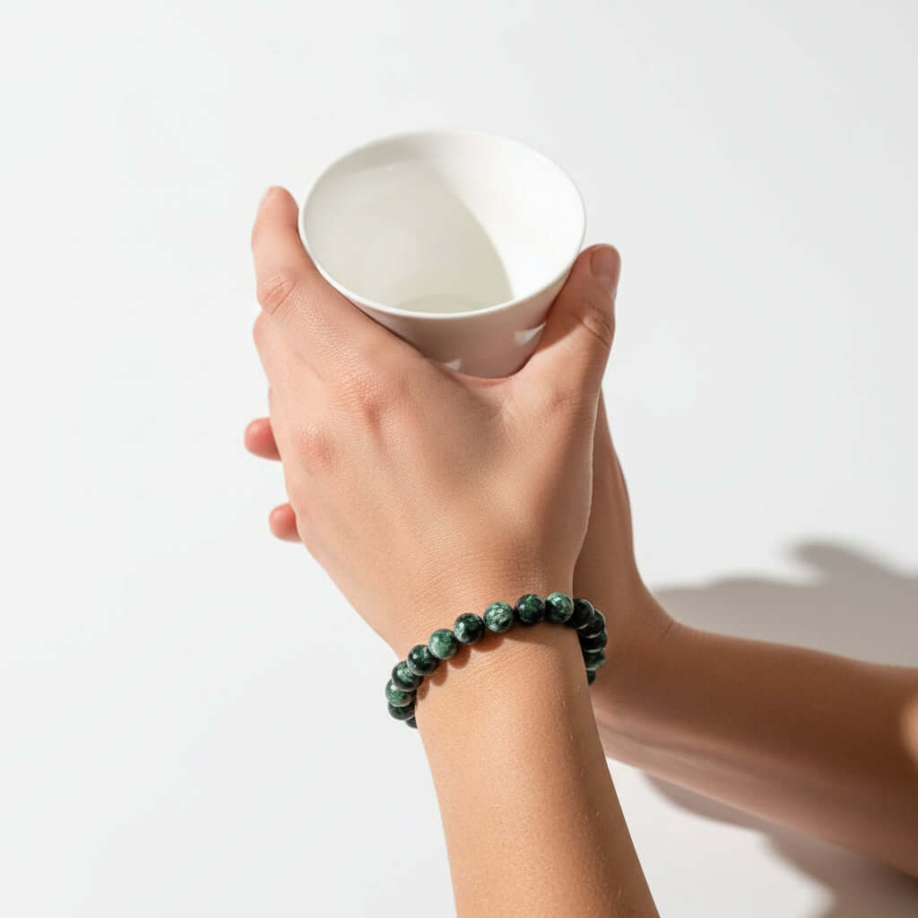 Hadi Craft USA Angel Energy – Rare Seraphinite Bracelet of Transformation, green beaded bracelet, handmade jewelry