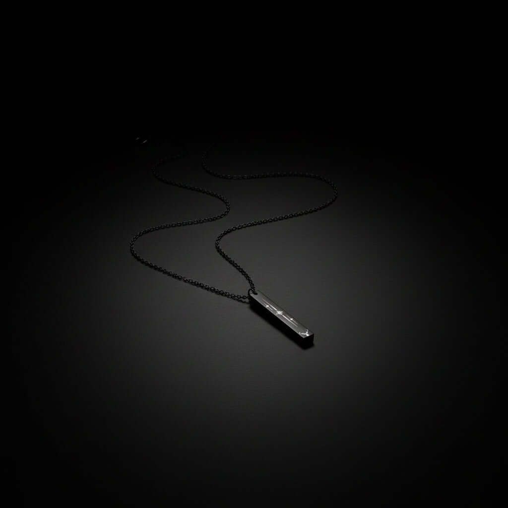 Engraved Vertical Bar Necklace – Minimalist Stainless Steel Geometric Pendant (18” Chain)
