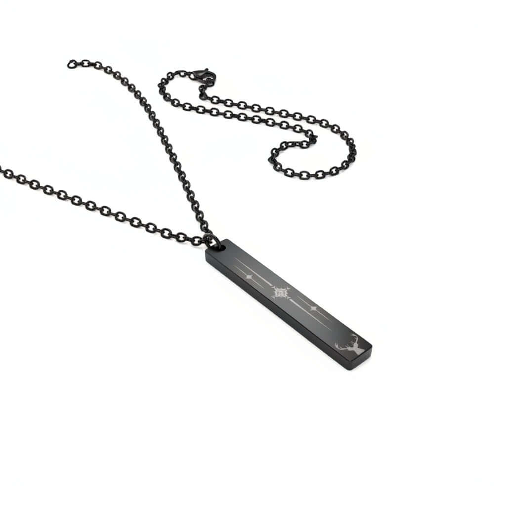 Engraved Vertical Bar Necklace – Minimalist Stainless Steel Geometric Pendant (18” Chain)