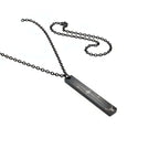 Engraved Vertical Bar Necklace – Minimalist Stainless Steel Geometric Pendant (18” Chain)