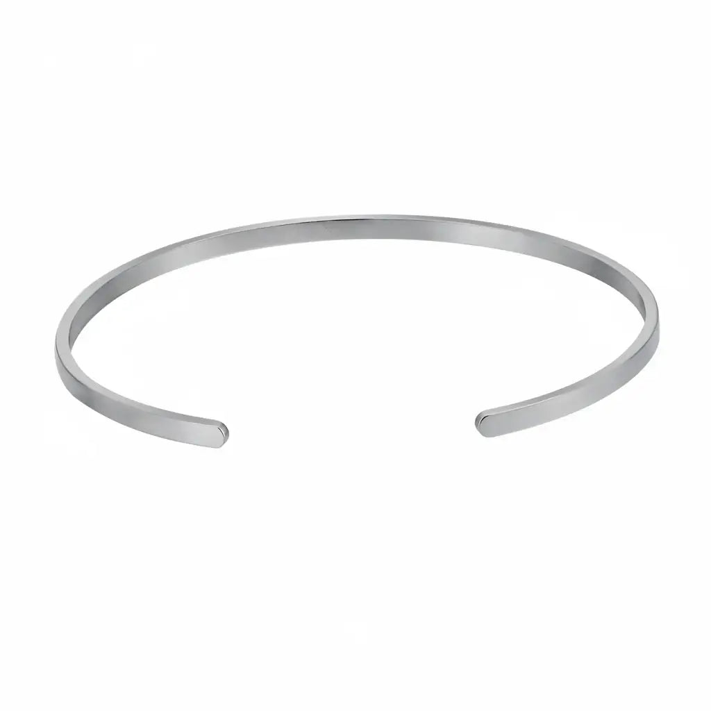 Hadi Craft USA Custom Iced Initials Bracelet Personalized Bracelet Stainless Steel open cuff bangle, minimalist silver bracelet