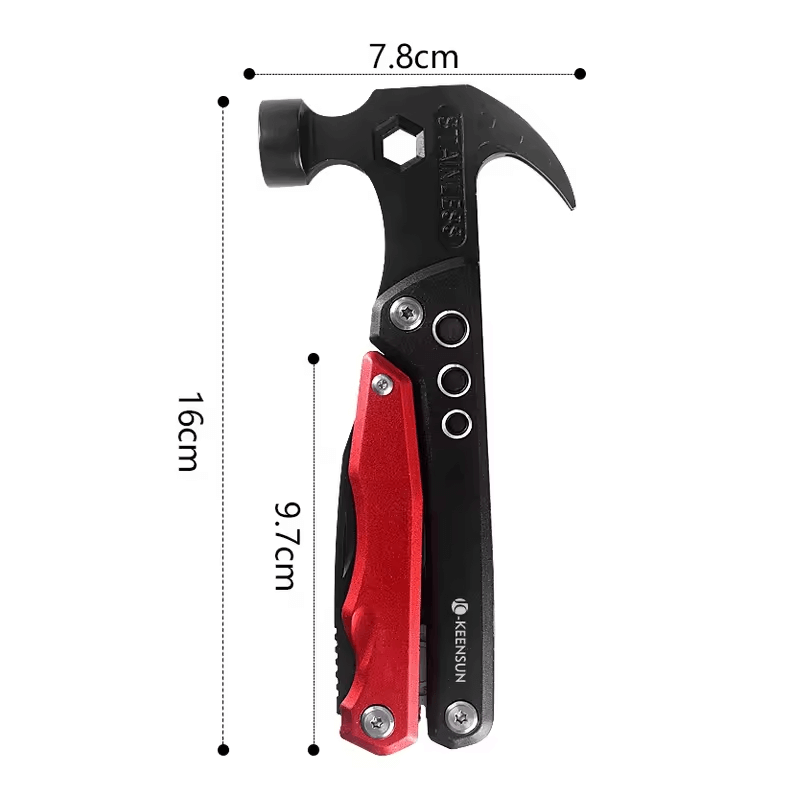 Multifunction Camping Hammer Tool | Stainless Steel Multi-Purpose Combo Hammer with Screwdriver & Pliers