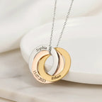 Hadi Craft USA Personalized family linked circle bracelet For Women Family Gift, stainless steel engraved eternity necklace, custom name jewelry