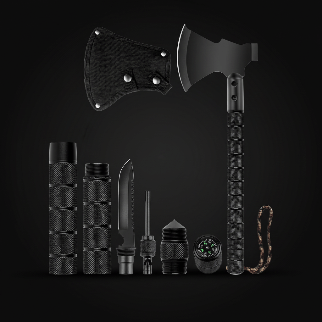 Stainless Steel Multi-Functional Survival Axe & Hammer | Camping, Rock Climbing & Adventure Outdoor Tool
