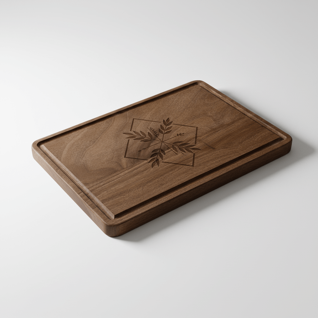 Hadi Craft USA 9" x 6" Walnut Cutting Board with Drip Ring & Custom Personalized Engraving, handmade wooden cutting board, engraved kitchen board