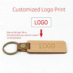 Hadi Craft USA Custom engraved Wooden Keychain, New Wooden Keychain With Engraved logo on PU leather and wood pendant, personalized