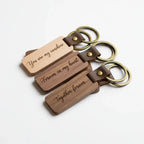 Hadi Craft USA Custom engraved Wooden Keychain set, new wooden keychain with engraved romantic quotes, personalized handmade leather and wood keychain
