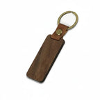 Alt Tag: Hadi Craft USA Custom engraved Wooden Keychain, New Wooden Keychain With Engraved walnut wood and brown PU leather handmade keychain