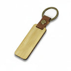 Alt Tag: Custom engraved Wooden Keychain, New Wooden Keychain With Engraved bamboo and PU leather by Hadi Craft USA, personalized, handmade keychain