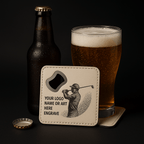 Leather Coaster and Bottle Opener with customize Engraving -  Coaster