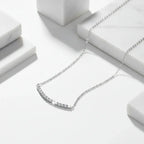 Moissanite bar Pendant Necklace, Stone Diamond Simple Balance