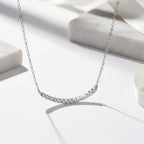 Moissanite bar Pendant Necklace, Stone Diamond Simple Balance