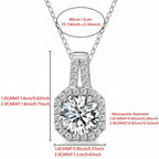Moissanite diamond pendant necklace Rhodium Plated 925 Silver