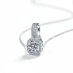 Moissanite diamond pendant necklace Rhodium Plated 925 Silver