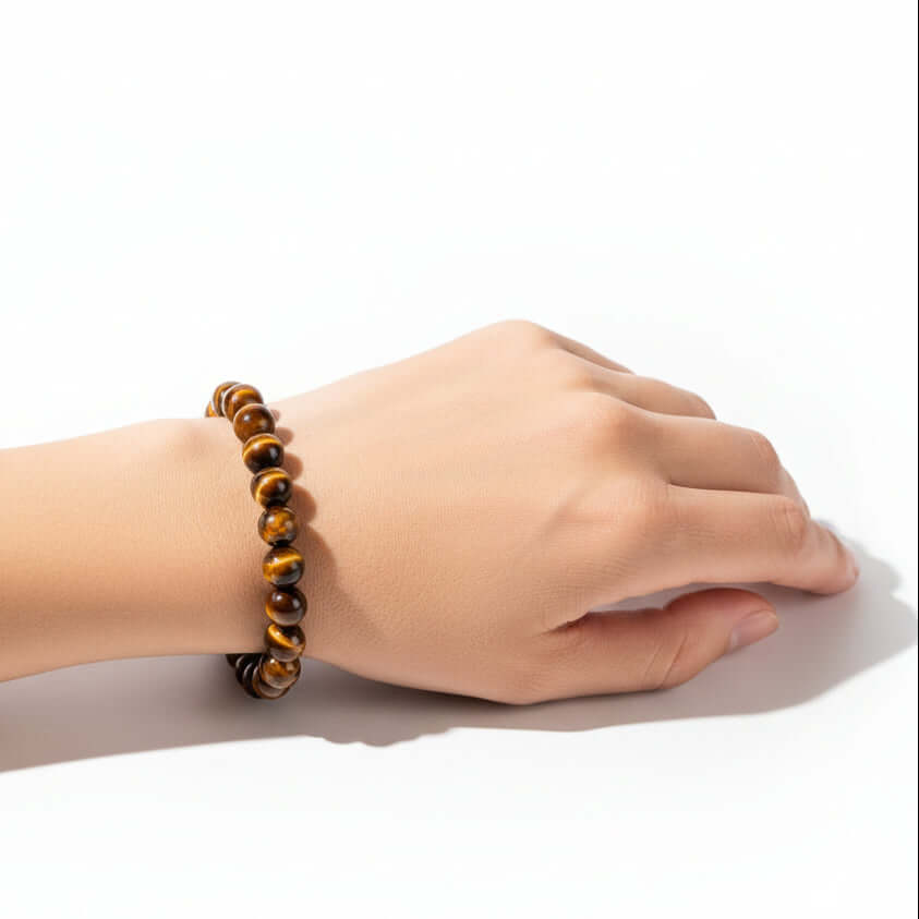 Hadi Craft USA Built to Win – 7A Grade Tiger’s Eye Bracelet, handmade beaded bracelet jewelry on wrist