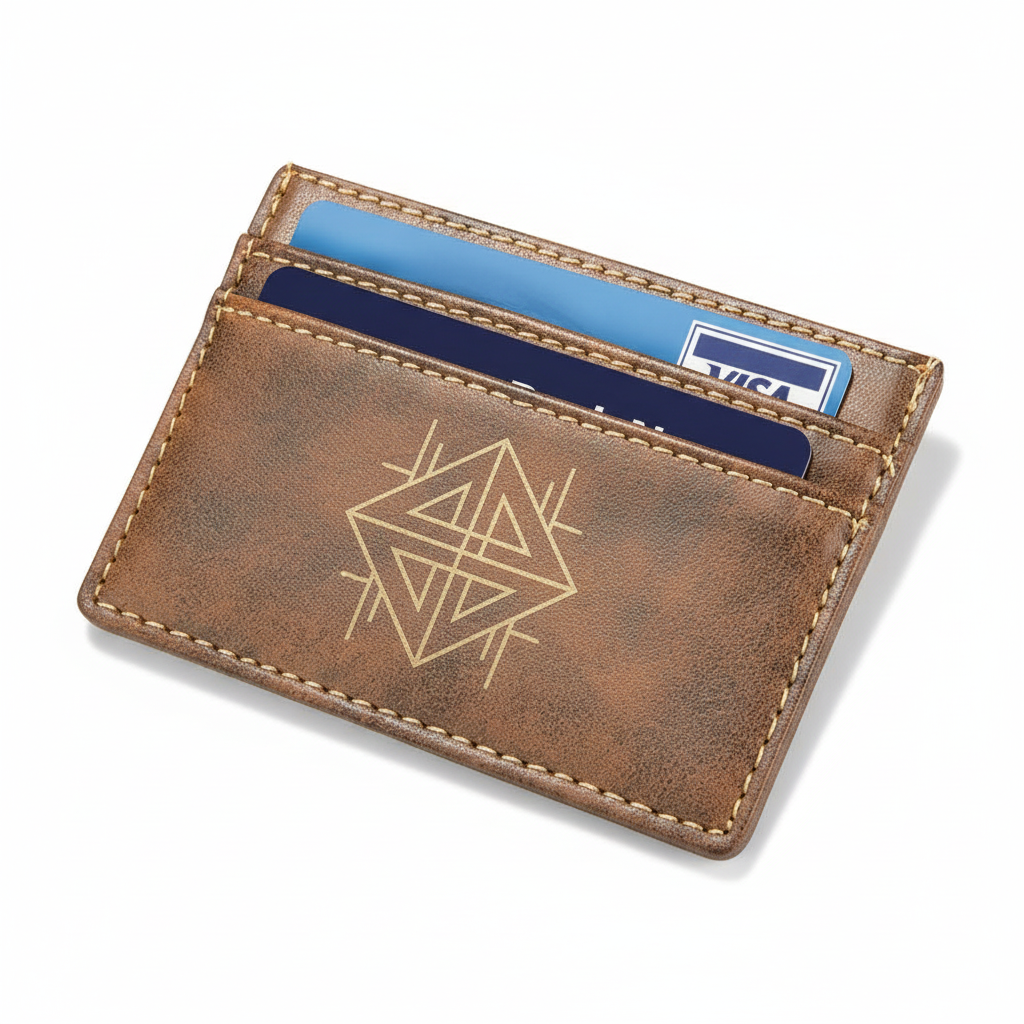 4" x 2 3/4" Rustic Gold Laserable Leatherette Wallet Clip with Personalized Engraving