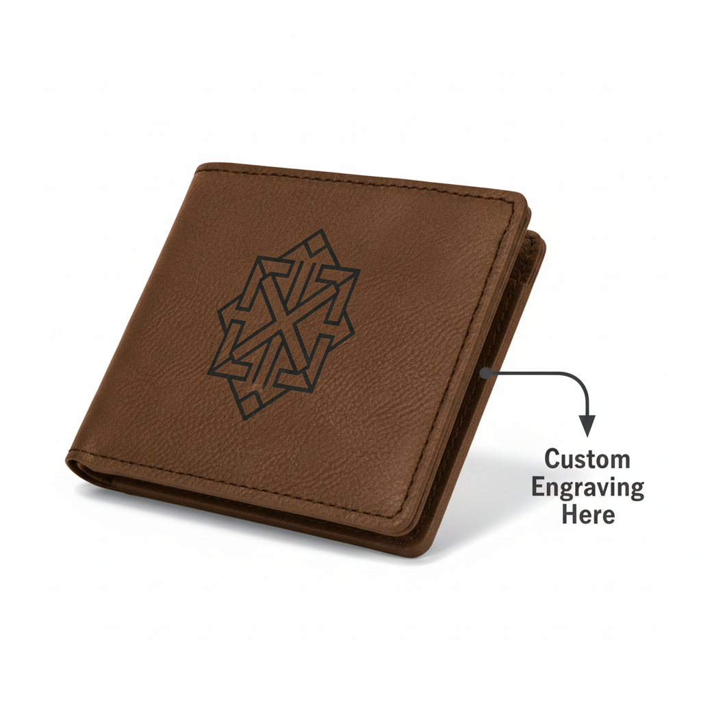 Leather Bifold Wallet with Personalized Engraving – Rich Textured Finish, Water Resists