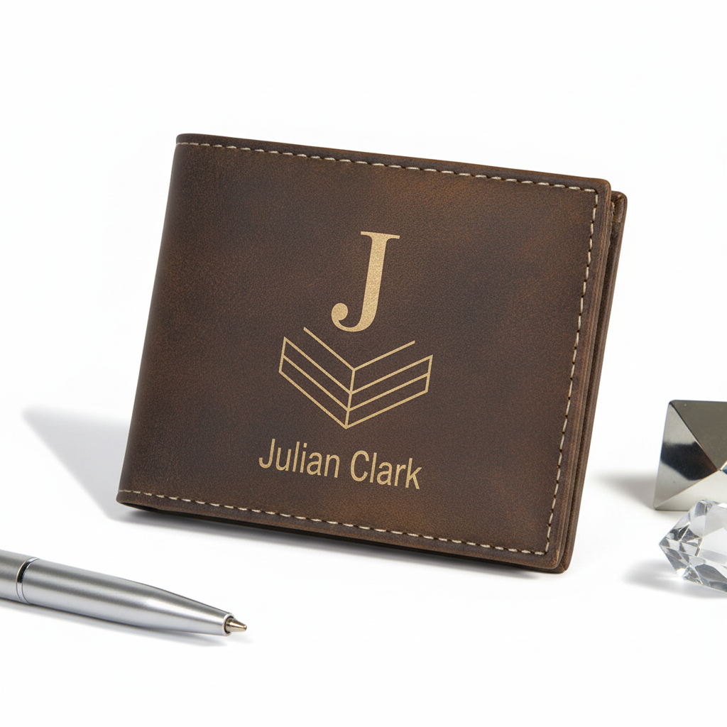 Laserable Leatherette Bi-Fold Wallet with Flip ID Display – Personalized Engraving