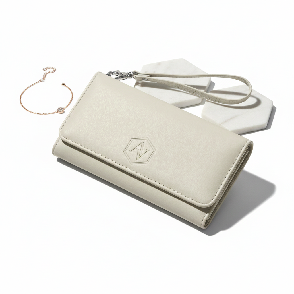 7 1/2" x 4" Laserable Leatherette Wallet with Strap – RFID Protected & Personalized