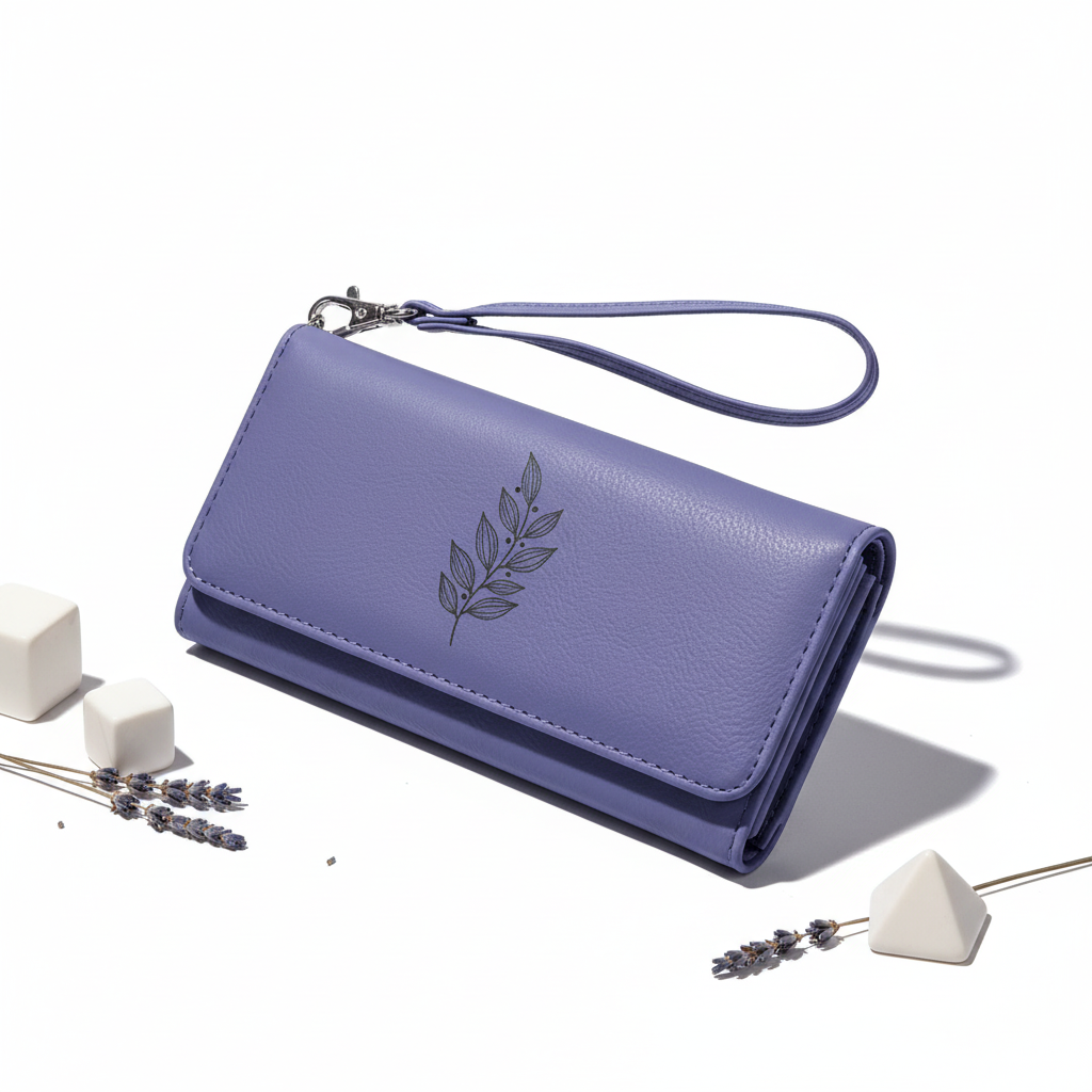 7 1/2" x 4" Laserable Leatherette Wallet with Strap – RFID Protected & Personalized