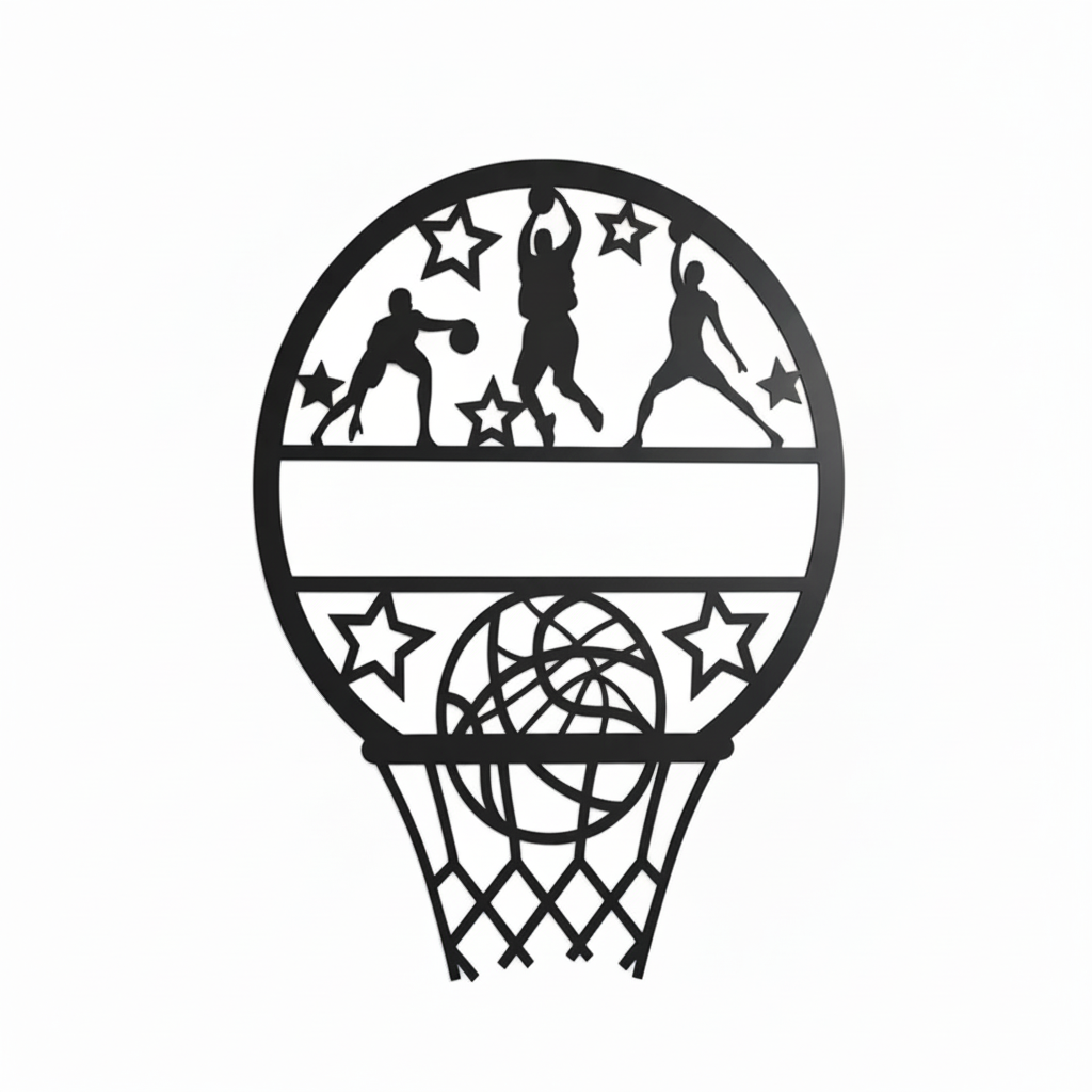 Custom Metal Basketball Hoop Wall Art - Metal Sports Sign - 14 Color Options