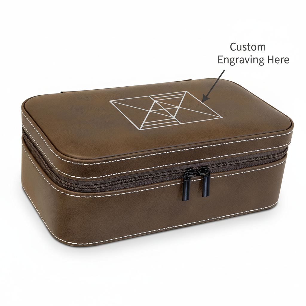 7 1/2" x 4 1/2" Rustic/Silver Laserable Leatherette Travel Jewelry Box – Personalized