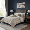 khaki jacquard queen comforter set with Bed Sheets Khaki Queen - Hadi Craft