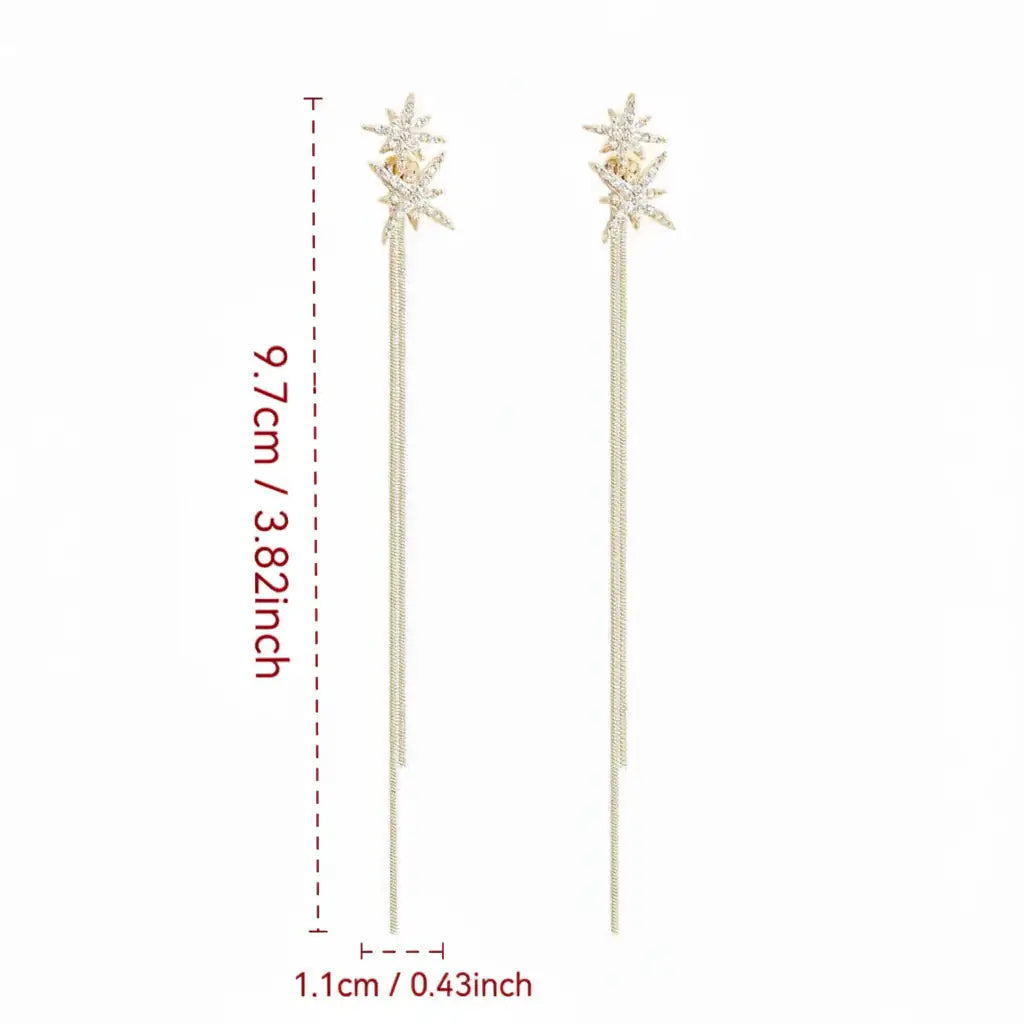 korean tassel drop earrings Long Tassel Drop Earrings Elegant jewelry - Hadi Craft