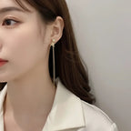 korean tassel drop earrings Long Tassel Drop Earrings Elegant jewelry - Hadi Craft
