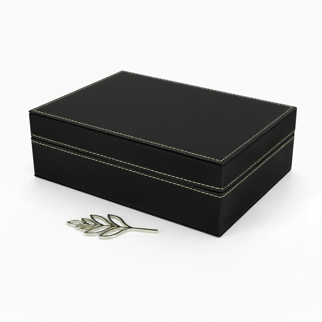 Hadi Craft USA Laserable Leatherette Premium Gift Box – Personalized (Two Size Options), black engraved keepsake box, handmade style