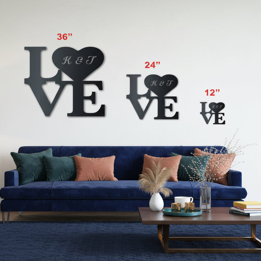 Custom Metal Love Wall Art | Personalized Metal Love Sign | 12–46" | 14 Color Options