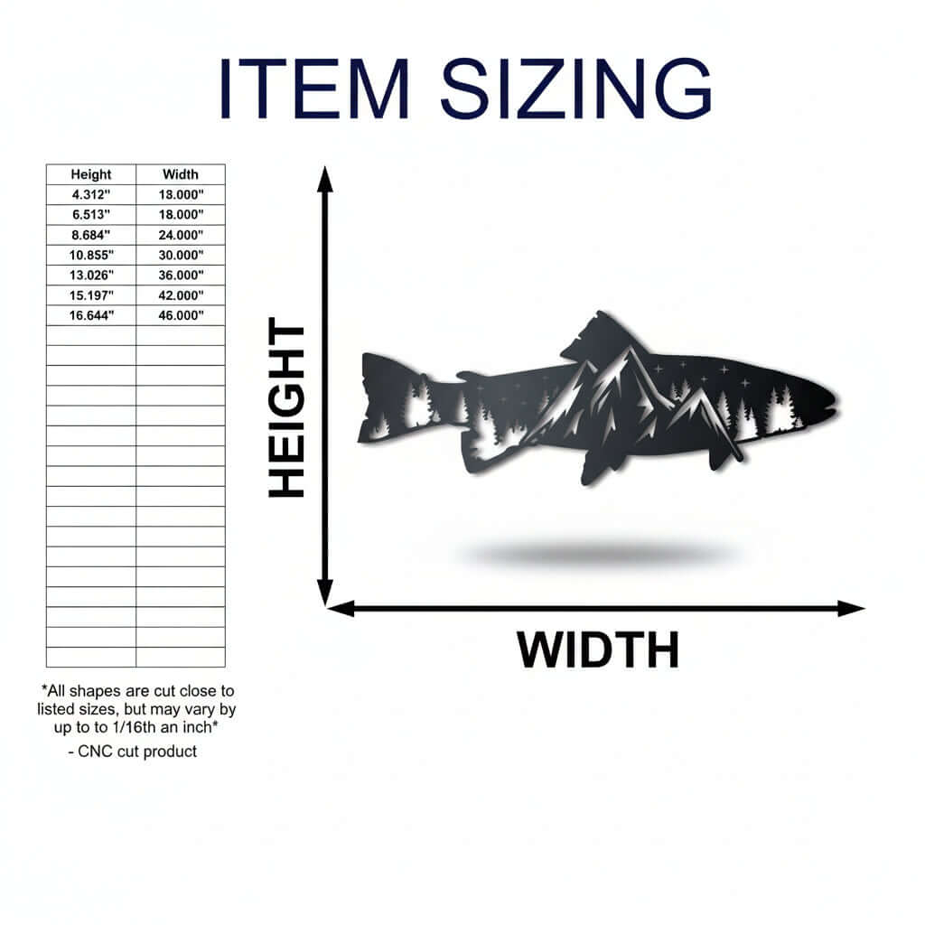 metal trout mountain wall art Outdoor Landscape | Hadi Craft USA