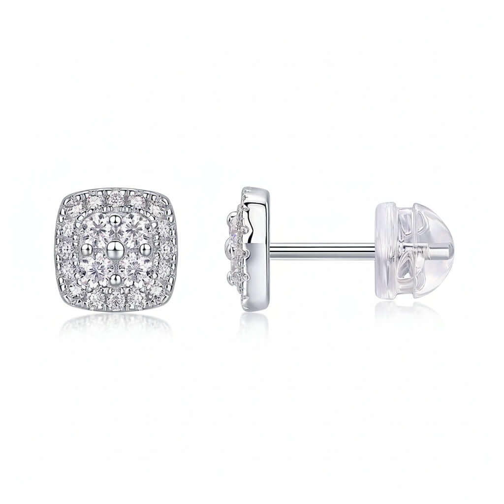 Mini Moissanite Stud Earrings – S925 Sterling Silver Platinum-Plated - Hadi Craft