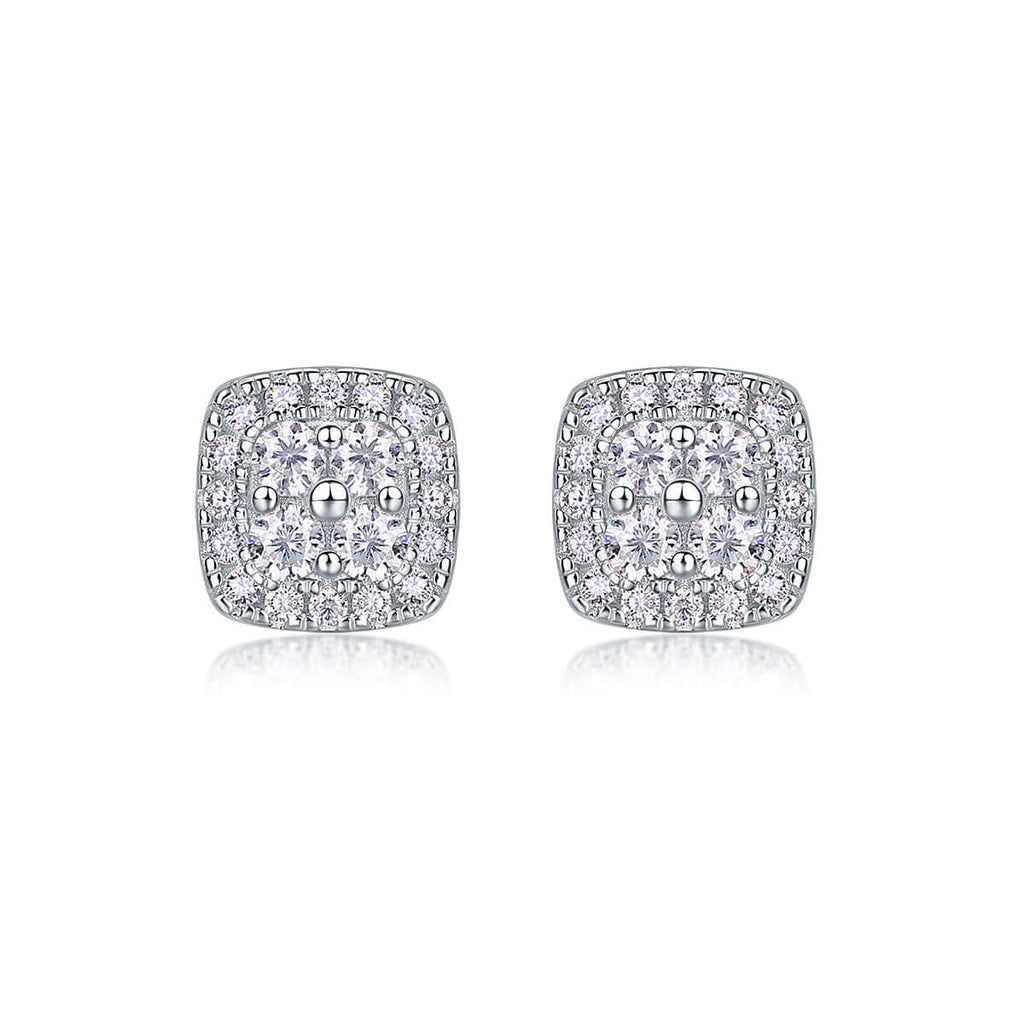 Mini Moissanite Stud Earrings – S925 Sterling Silver Platinum-Plated - Hadi Craft
