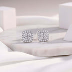 Mini Moissanite Stud Earrings – S925 Sterling Silver Platinum-Plated - Hadi Craft
