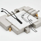 minimalist geometric necklace Rectangle Necklace Steel Pendant Chain - Hadi Craft