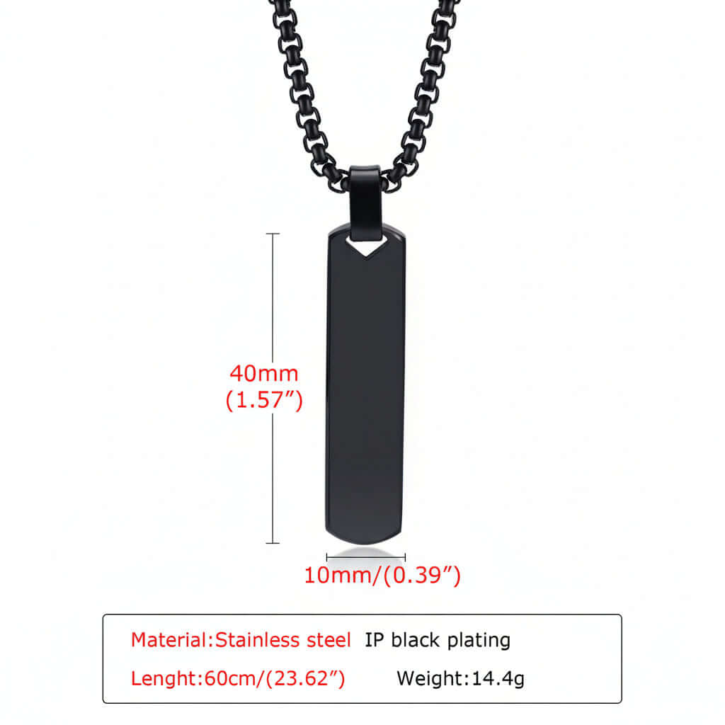 minimalist geometric necklace Rectangle Necklace Steel Pendant Chain - Hadi Craft
