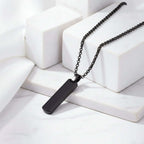 minimalist geometric necklace Rectangle Necklace Steel Pendant Chain - Hadi Craft