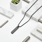 minimalist geometric necklace Rectangle Necklace Steel Pendant Chain - Hadi Craft