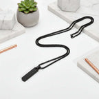 minimalist geometric necklace Rectangle Necklace Steel Pendant Chain - Hadi Craft