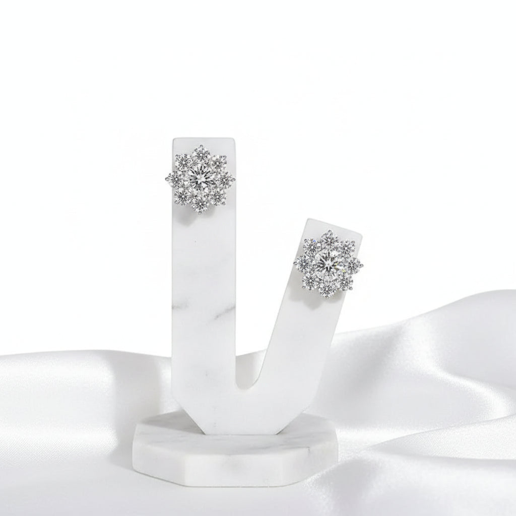 moissanite snowflake sunflower earrings | Hadi Craft USA