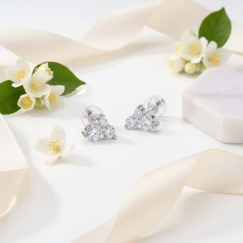 moissanite stud earrings 0.3 carat - Hadi Craft USA