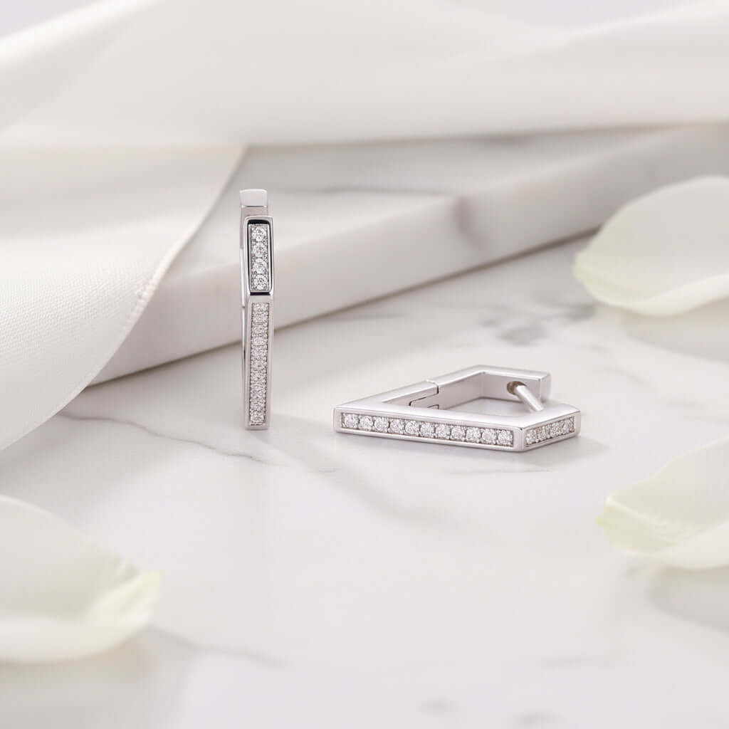 Mini Moissanite Stud Earrings – S925 Sterling Silver Platinum-Plated - Hadi Craft
