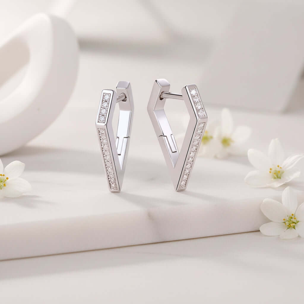 Mini Moissanite Stud Earrings – S925 Sterling Silver Platinum-Plated - Hadi Craft