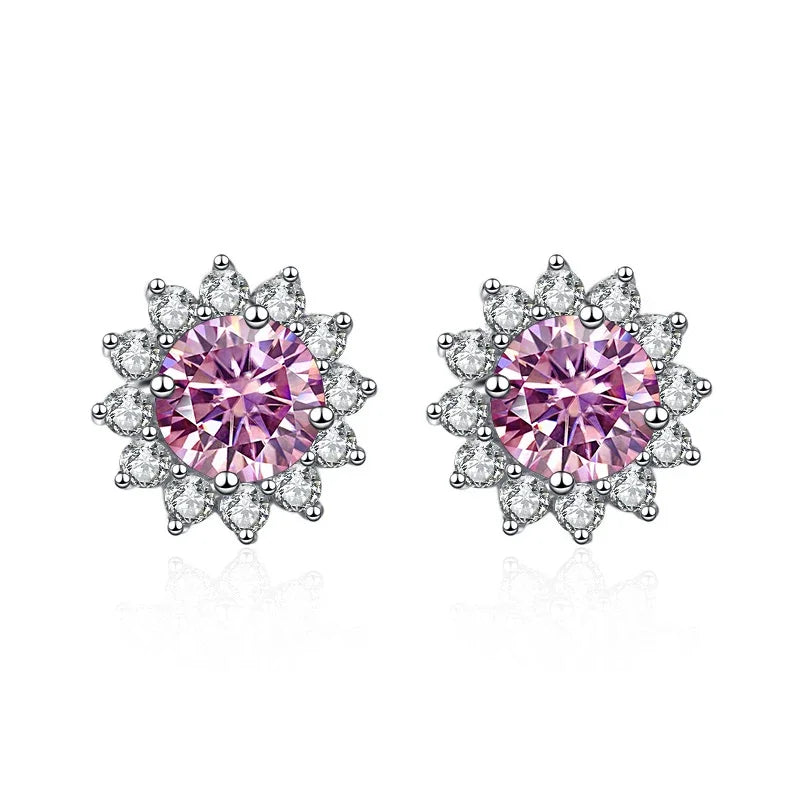 moissanite sunflower stud earrings | Hadi Craft USA