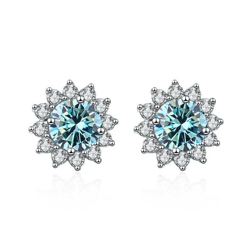 moissanite sunflower stud earrings | Hadi Craft USA