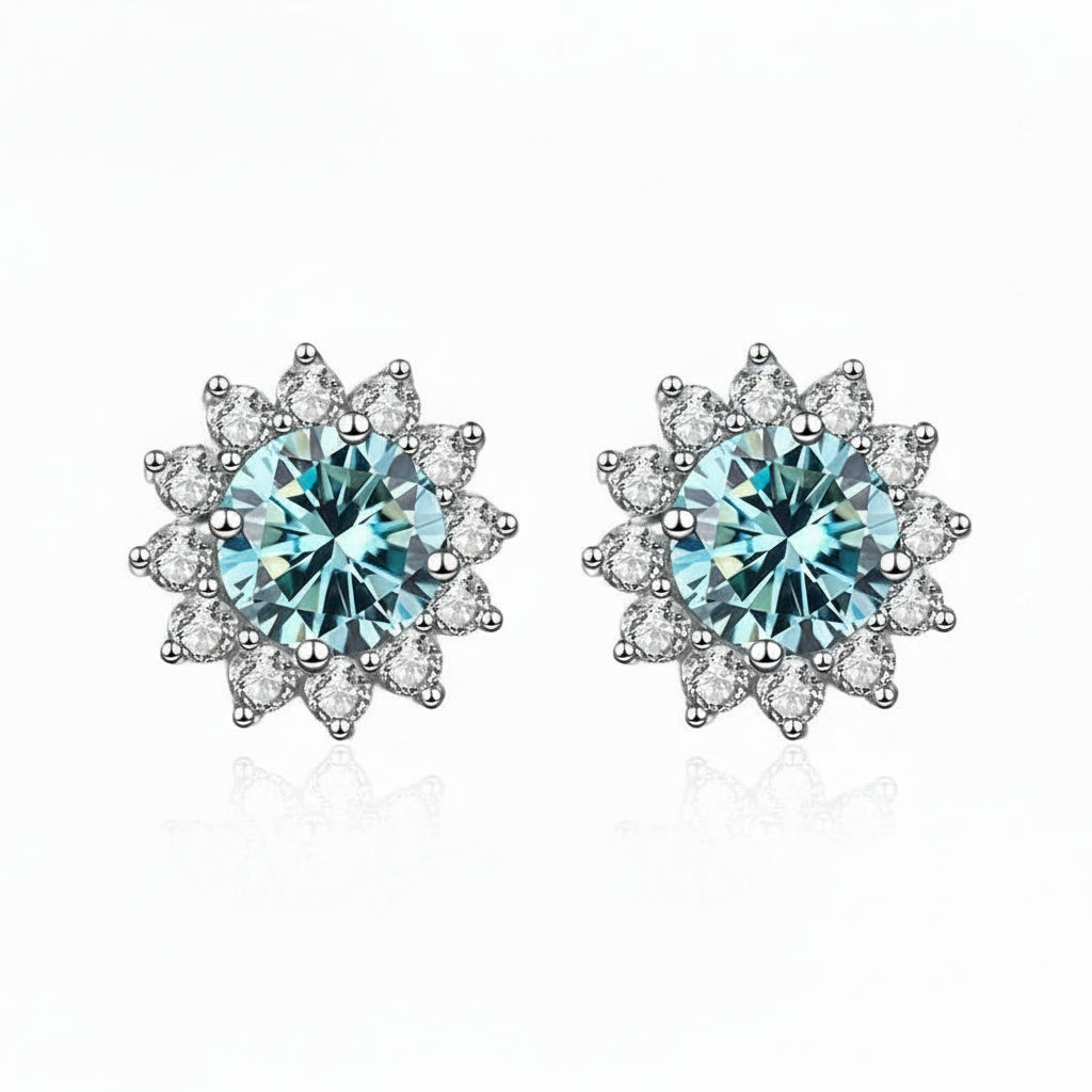 moissanite sunflower stud earrings | Hadi Craft USA