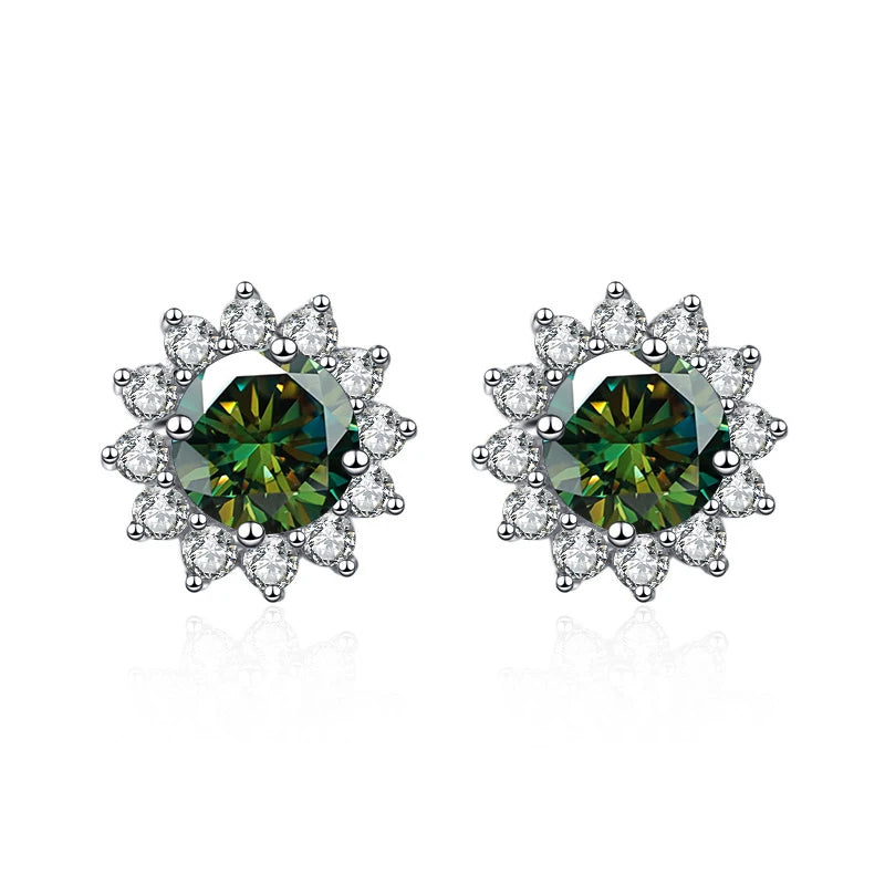 moissanite sunflower stud earrings | Hadi Craft USA
